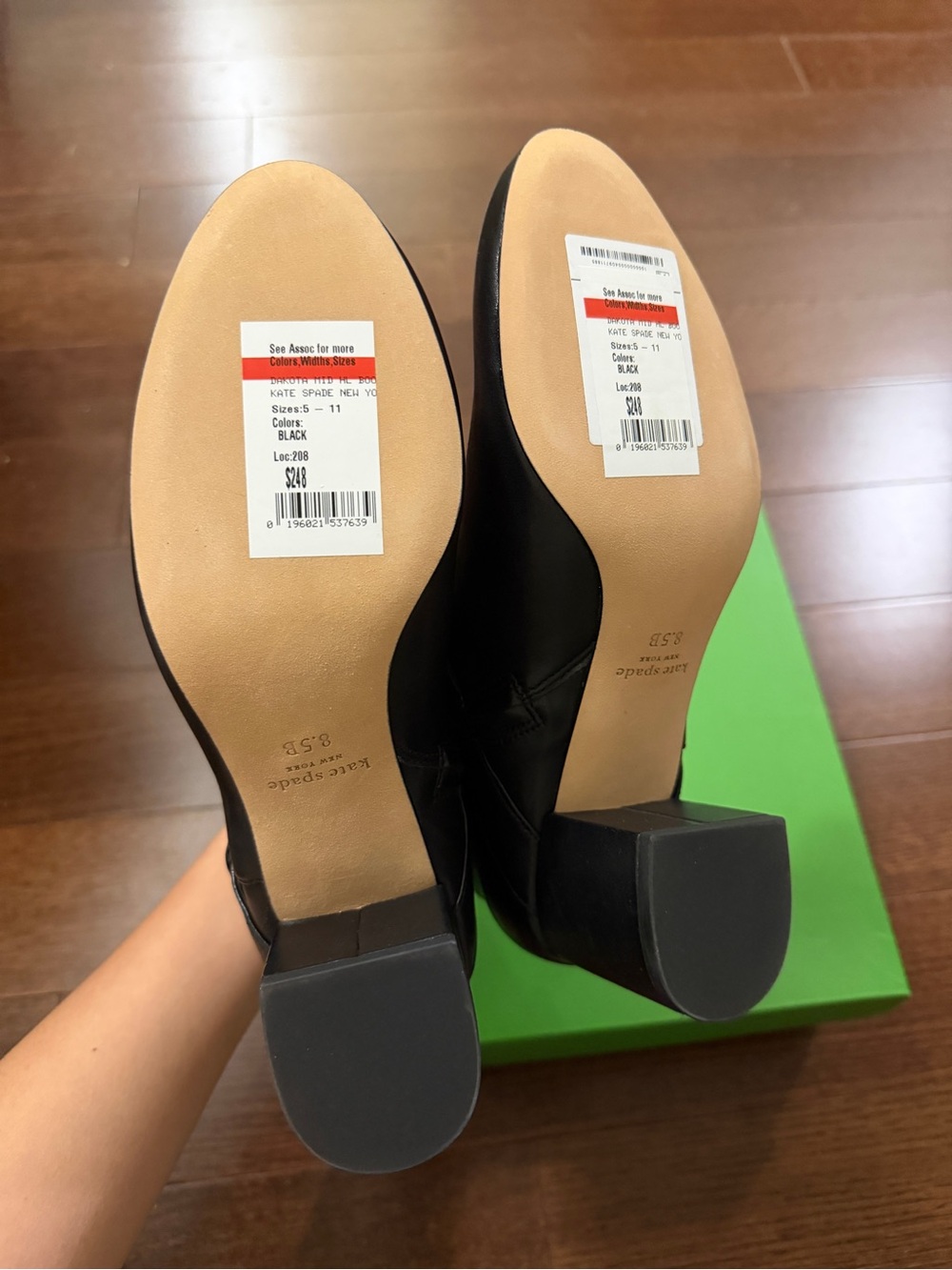 Kate Spade Dakota Zip Black Leather Ankle Boots with Gold Logo Accent Sz 8.5B - Picture 13 of 13